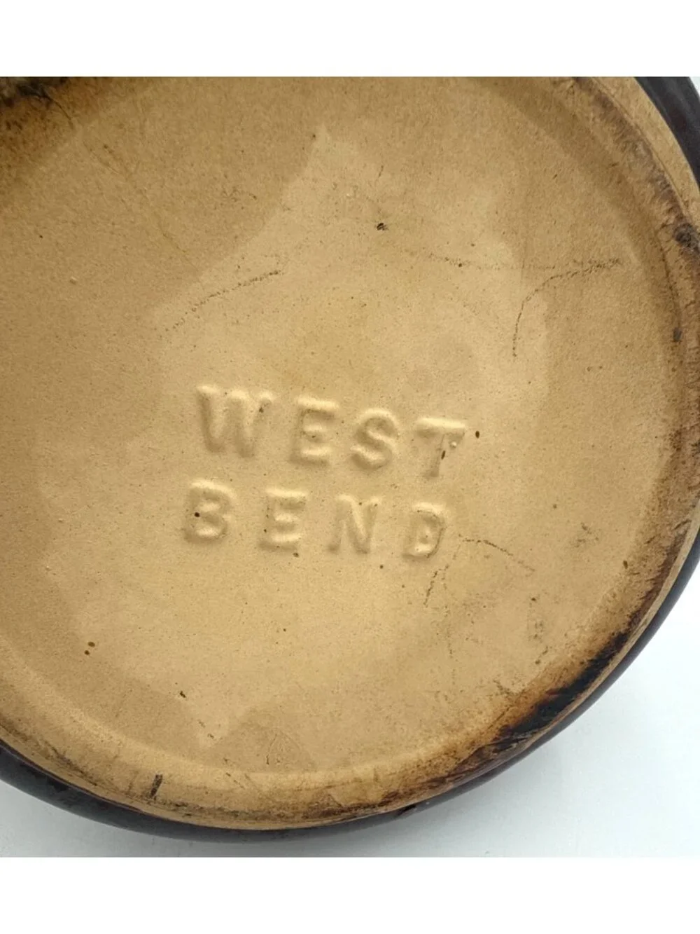 Vintage West Bend Brown Glazed Ceramic Stoneware Bean Pot with a Lid Country USA